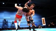 Kojima, seen here, cleaving someone's head off with his lariat